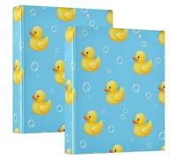 Lindos patos amarillos azules de tres anillas, carpeta de anillos en D con bolsillos, carpetas decorativas para la escuela, la universidad u oficina (paquete de 2)