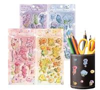 Lindos Pegatinas 3D - Juguetes Animales Impermeables - 4 Piezas Calcomanías Adhesivas Alimentarias | para Adultos Diario Estuche de Lápices Tableta Teléfono Planificador