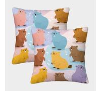 Lindos perros de tierra - ilustración de animales de dibujos animados Fundas Cojines Para Sofá 2 Piezas arte Funda De Almohada Decorativo Para Sala Almohadon Cubre De Estar Sofás Jardín 45x45cm