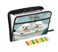 Lindos perros malteses vintage para bañera, carpetas colgantes expandibles, 13 bolsillos, tamaño carta A4, con cierre de cremallera, organizador de billeteras