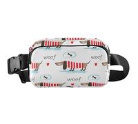 Lindos perros salchicha blanca - Cangurera impermeable para mujer, bonita riñonera para mujer, lindos perros salchicha blanca, 8 x 5.3 x 2.3 pulgadas, divertido y lindo, lindo perro salchicha blanco