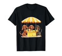Lindos perros salchicha corriendo un soporte de limonada divertido perro marrón Camiseta