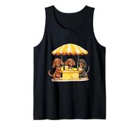Lindos perros salchicha corriendo un soporte de limonada divertido perro marrón Camiseta sin Mangas