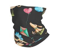 Lindos perros salchicha de dibujos animados en acuarela jugando con cometas, Braga de cuello con protección solar, bandana para correr, andar en bicicleta, pescar y practicar deportes al aire libre.