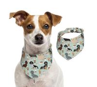 Lindos Perros Salchicha de Menta y café,Pañuelos de algodón para Perros, Bufandas Ajustables para Mascotas,L