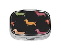 Lindos perros salchicha, Pastillero cuadrado para bolsillo o monedero, pequeño contenedor de pastillas, organizador de pastillas de viaje