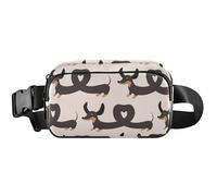 Lindos perros salchicha - Riñonera impermeable para mujer, riñonera cruzada de dibujos animados, color negro, 8 x 5.3 x 2.3 pulgadas, lindo perro salchicha negro, 8 x 5.3 x 2.3 pulgadas, Lindo perro