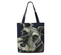 Lindos perros Schnauzer coloridos al óleo,Bolsas de supermercado reutilizables, bolsas de compras, bolsas de lona de gran capacidad, bolso de hombro