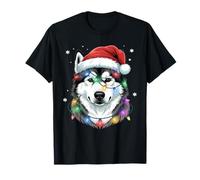 Lindos Pijamas de Navidad con Sombrero de Papá Noel y Lobo Camiseta
