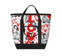 Lindos pingüinos para el Día de San Valentín,Bolsas de almuerzo de gran capacidad, bolsa de mano térmica para mujeres, hombres, trabajo, picnic, viajes.