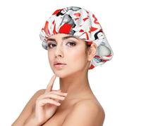 Lindos pingüinos para el Día de San Valentín,Gorro de dormir de satén para adultos - Gorro de dormir elástico para mujer, cubrecabello nocturno