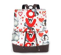 Lindos pingüinos para el Día de San Valentín,Mochila para mujer, impermeable, ligera, de piel sintética, moderna, para viajes.