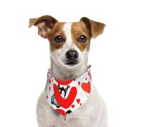 Lindos pingüinos para el Día de San Valentín,Pañuelos de algodón para Perros, Bufandas Ajustables para Mascotas,L