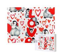 Lindos pingüinos para el Día de San Valentín,Rompecabezas de Madera de 500 Piezas, Juego Familiar, Rompecabezas para Adultos, Adolescentes, decoración del hogar