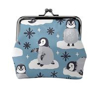 Lindos pingüinos y Copos de Nieve,Monedero de Piel sintética, Carteras pequeñas, Monedero con Cierre de Broche