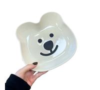 Lindos platos de animales para el hogar, personalidad creativa, desayuno, oso, 7 pulgadas de profundidad, color blanco