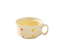 Lindos platos de cerámica para el hogar, simplicidad del hogar, 17,78 cm, tallarines instantáneos pellizcados a mano, cuenco inferior de color amarillo crema