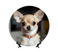 Lindos platos decorativos de cerámica de chihuahua, plato decorativo de porcelana china con soporte de exhibición hecho a mano, adorno de cerámica con personalidad, plato de cena de porcelana