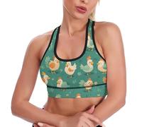 Lindos Pollos Verdes y Rojos, Vaqueros, Serpientes y Botas Rosas, Sujetadores Deportivos para Mujer, Tops Cortos sin Mangas para Yoga, Entrenamiento y Fitness.