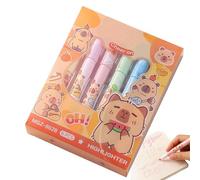 Lindos resaltadores, resaltadores de dibujos animados, bolígrafo de resaltador de estudiantes, Beitelip, lindo capybara pastel fluorescente marcador pluma conjunto de 6 para estudiantes, útiles