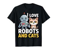 Lindos Robots y Gatos Amantes de la ingeniería Camiseta