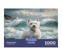 Lindos Rompecabezas de Perros para Adultos, 1000 Piezas - Westie (Olas en la Costa rocosa), Divertido Regalo y Actividad para la decoración de la Pared del hogar, 52 x 38 cm (1000 Piezas)