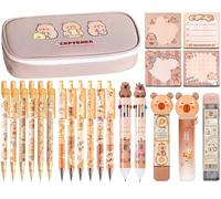 Lindos suministros escolares, juego de regalo de papelería, regalos de cumpleaños de papelería Kawaii, incluye borrador, lápices mecánicos con gomas de borrar, cinta correctora, soporte para lápices,