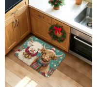 Lindos tapetes de cocina de animales para suelo, tapetes suaves con patrón de renos y ovejas, acolchados, lavables, antideslizantes, para fregaderos de cocina, baño, 16 x 24 pulgadas