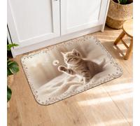 Lindos tapetes de cocina de gato para piso, alfombras decorativas vintage de felpa suave, acogedoras, acolchadas, lavables, cómodas para fregaderos de cocina, lavandería, 16 x 24 pulgadas