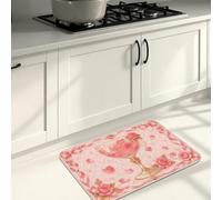 Lindos tapetes de cocina de melocotón para suelo, adorables tapetes suaves con patrón de animales, acolchados con resortes, cómodos, lavables para fregaderos de cocina, lavadero, baño, 20 x 31