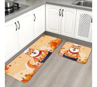 Lindos tapetes de cocina para el suelo, diseño de animales fantásticos, suaves, acolchados, cómodos, lavables, antideslizantes, para fregaderos de cocina, lavadero, baño, 2 unidades
