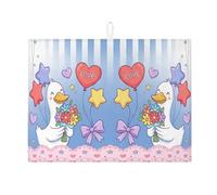 Lindos tapetes de secado de platos con diseño de pato para encimera de cocina, tapete escurridor de platos absorbente a rayas azules, almohadilla de secado de microfibra floral de dibujos animados