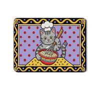Lindos tapetes de secado de platos de gato para encimera de cocina, tapete escurridor de platos de goma absorbente de gato gris, divertido tapete de secado estilo lunares para decoración de cocina