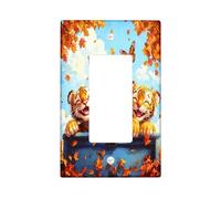 Lindos tigres otoñales decorativos para interruptor de luz, 1 banda, balancín individual, placa frontal eléctrica de hoja de arce para cocina, baño, decoración de cubierta de interruptor de animales