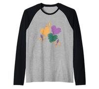 Lindos Trajes de Mardi Gras con Corazones para Mujeres y niñas pequeñas Camiseta Manga Raglan