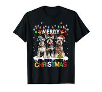 Lindos Tres Perros Schnauzer Navidad para Mujeres y Hombres Camiseta