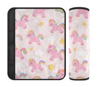 Lindos unicornios arcoíris rosa de dibujos animados, 2 piezas, cinturón para asiento de coche, libera el estrés en tu cuello y hombros para bolsa de forro para cinturón de seguridad
