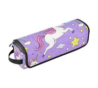 Lindos unicornios de dibujos animados estrella, morado, melocotón, herramienta de viaje para mujeres con alfombrilla extraíble resistente al calor, herramientas de calefacción, bolsa de viaje, lindo