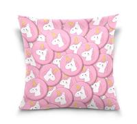 Lindos unicornios de dibujos animados rosas fundas de almohada de cama, decoración del hogar para sofá de 18 x 18 pulgadas