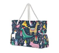 Lindos unicornios flamencos, esperanza, pizza, alpaca, animales, a prueba de arena, bolsa de viaje con bolsillos laterales, bolsa de viaje portátil, buena para viajes, piscina, natación, playa