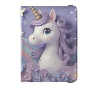 Lindos unicornios morados cartera de viaje de cuero para pasaporte, cartera oculta segura para pasaporte para mujer, accesorios imprescindibles de viaje