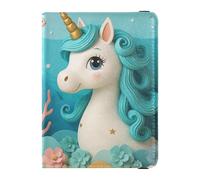 Lindos unicornios turquesa cuero pasaporte titular para viaje impermeable pasaporte caso para mujer documento de viaje