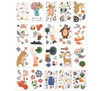 Lindos Y Refrescantes Tatuajes Temporales Para Niños, Pegatinas De Animales, Pegatinas Faciales De Flores Y Plantas De Dibujos Animados, Coloridos 100 * 60MM A023