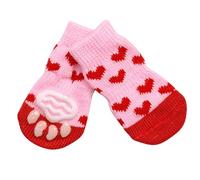 Lindos zapatos para cachorros, calcetines de punto antideslizantes para perros pequeños, zapatos de gato, botas chihuahua para invierno, uso en interiores, protector de patas, 4 unidades