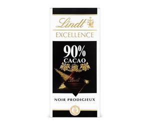 Lindt Chocolate EXCELLENCE 90% Cacao, tableta de chocolate puro, suave, chocolate negro aromático, extrafino, intenso y equilibrado, 100g