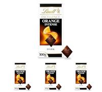 Lindt Chocolate EXCELLENCE chocolate negro con naranja, tableta de chocolate puro, chocolate negro aromático, extrafino, cacao con toque a naranja (Paquete de 4)