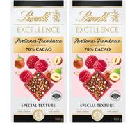 Lindt Chocolate EXCELLENCE PASSION FRAMBUESA AVELLANA chocolate negro con frambuesa y avellana, tableta de chocolate puro, chocolate negro al 70%, aromático, extrafino (Paquete de 2)