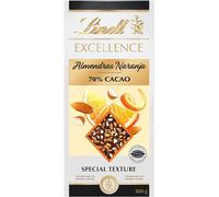 Lindt Chocolate EXCELLENCE PASSION NARANJA ALMENDRA chocolate negro con naranja y almendra, tableta de chocolate puro, chocolate negro al 70%, aromático, extrafino (Paquete de 6)