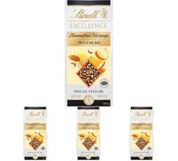 Lindt Chocolate EXCELLENCE PASSION NARANJA ALMENDRA chocolate negro con naranja y almendra, tableta de chocolate puro, chocolate negro al 70%, aromático, extrafino (Paquete de 4)