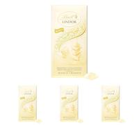 Lindt Chocolate LINDOR SINGLES Chocolate blanco, tableta de chocolate blanco, cremoso y suave, con interior relleno de chocolate, 100gr (Paquete de 4)